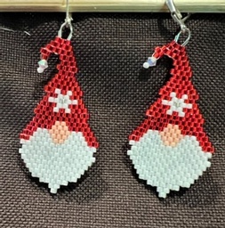 Santa Gnome earrings for pierced ears  - Delicate Hand beaded 